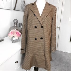 Carla by Rozarancio Double Breasted Brown Herringbone Coat NWT Womens Size 36